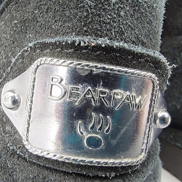 Bearpaw Women's 6 Suede Black Slip-On Modern Winter Boots Sheepskin Lined - Picture 5 of 11